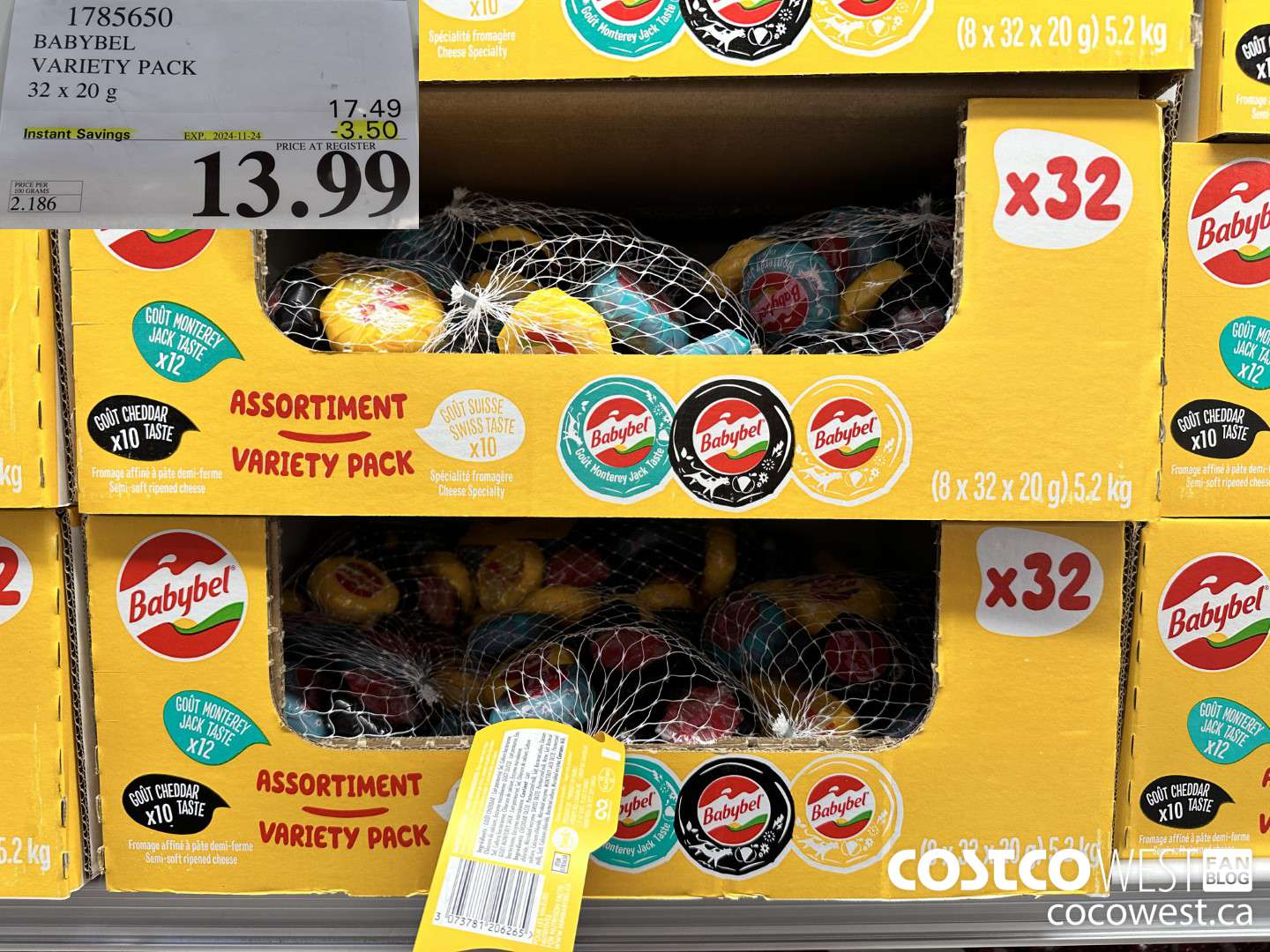 1785650 BABYBEL VARIETY PACK 32 x 20 g ($3.50 INSTANT SAVINGS EXPIRES ON 2024-11-24) $13.99