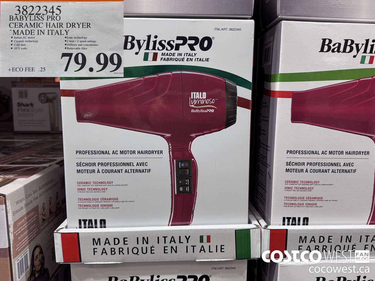 3822345 BABYLISS PRO CERAMIC HAIR DRYER MADE IN ITALY $79.99
