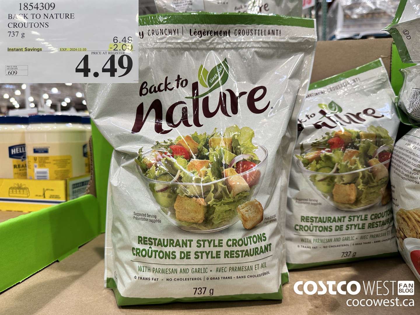 1854309 BACK TO NATURE FOCACCIA CROUTONS 737 g ($2.00 INSTANT SAVINGS EXPIRES ON 2024-11-10) $4.49