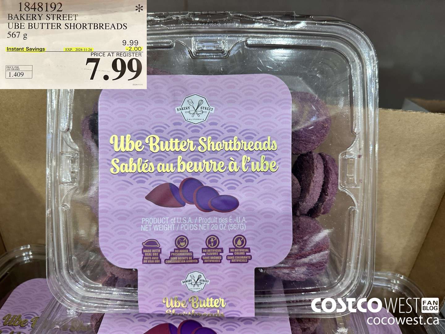 1848192 BAKERY STREET UBE BUTTER SHORTBREADS ($2.00 INSTANT SAVINGS EXPIRES ON 2024-11-24) $7.99