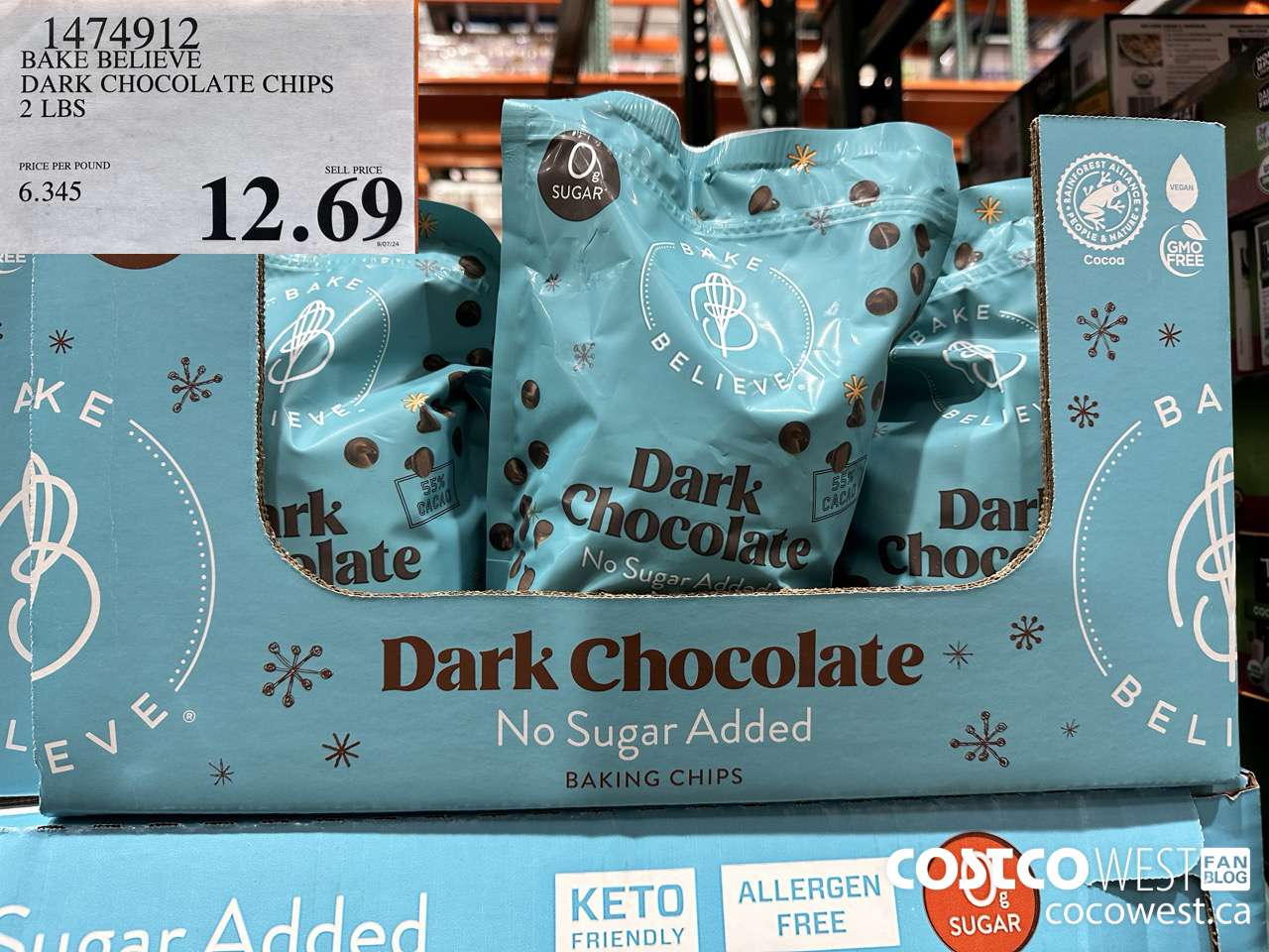 1474912 BAKE BELIEVE DARK CHOCOLATE CHIPS 2 LBS $12.69