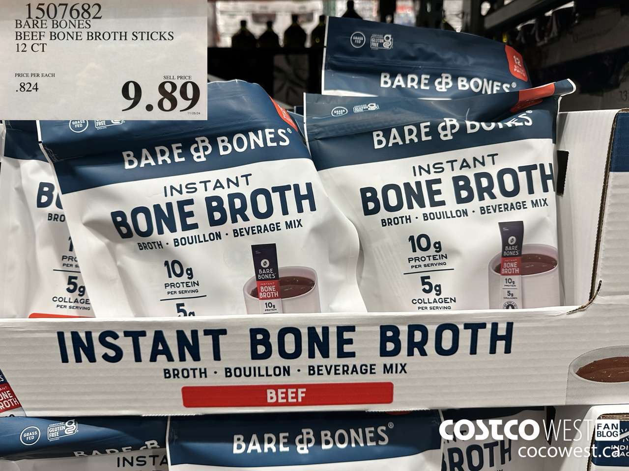 1507682 BARE BONES BEEF BONE BROTH STICKS 12 CT $9.89