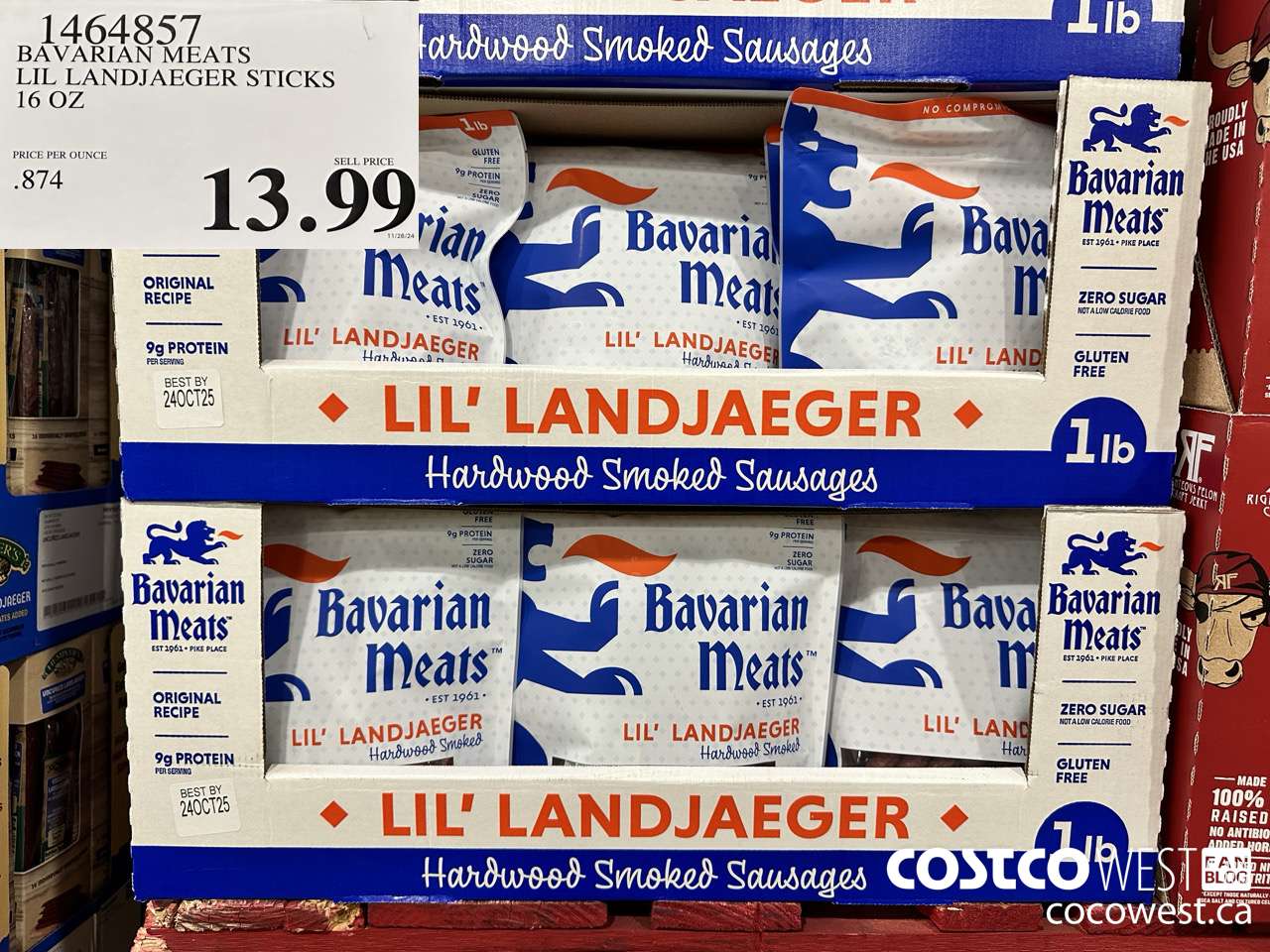 1464857 BAVARIAN MEATS LIL LANDJAEGER STICKS 16 OZ  $13.99