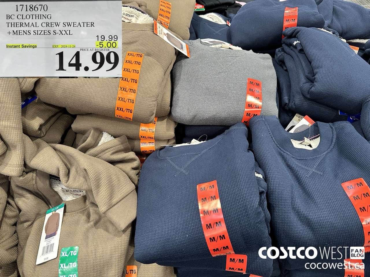 1718670 BC CLOTHING THERMAL CREW SWEATER MENS SIZES S-XXL ($5.00 INSTANT SAVINGS EXPIRES ON 2024-11-24) $14.99