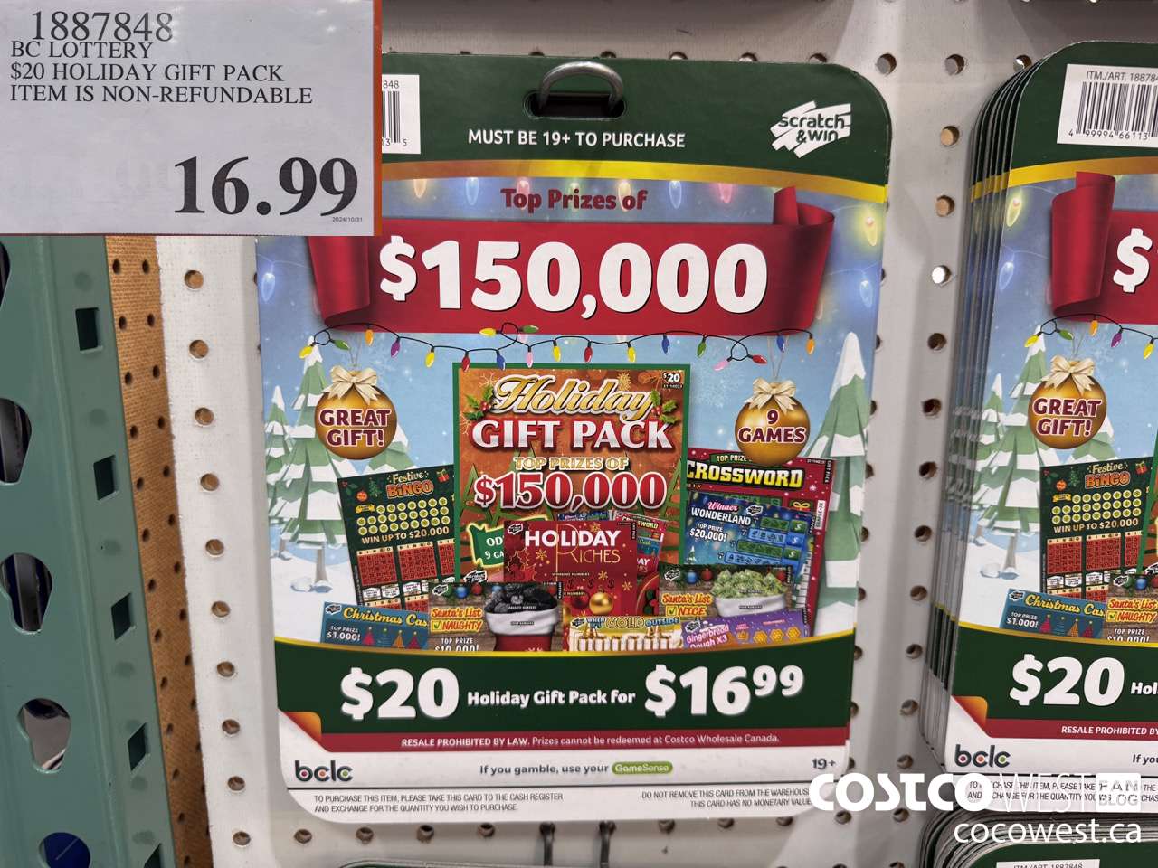 1887848 BC LOTTERY $20 HOLIDAY GIFT PACK ITEM IS NON-REFUNDABLE $16.99