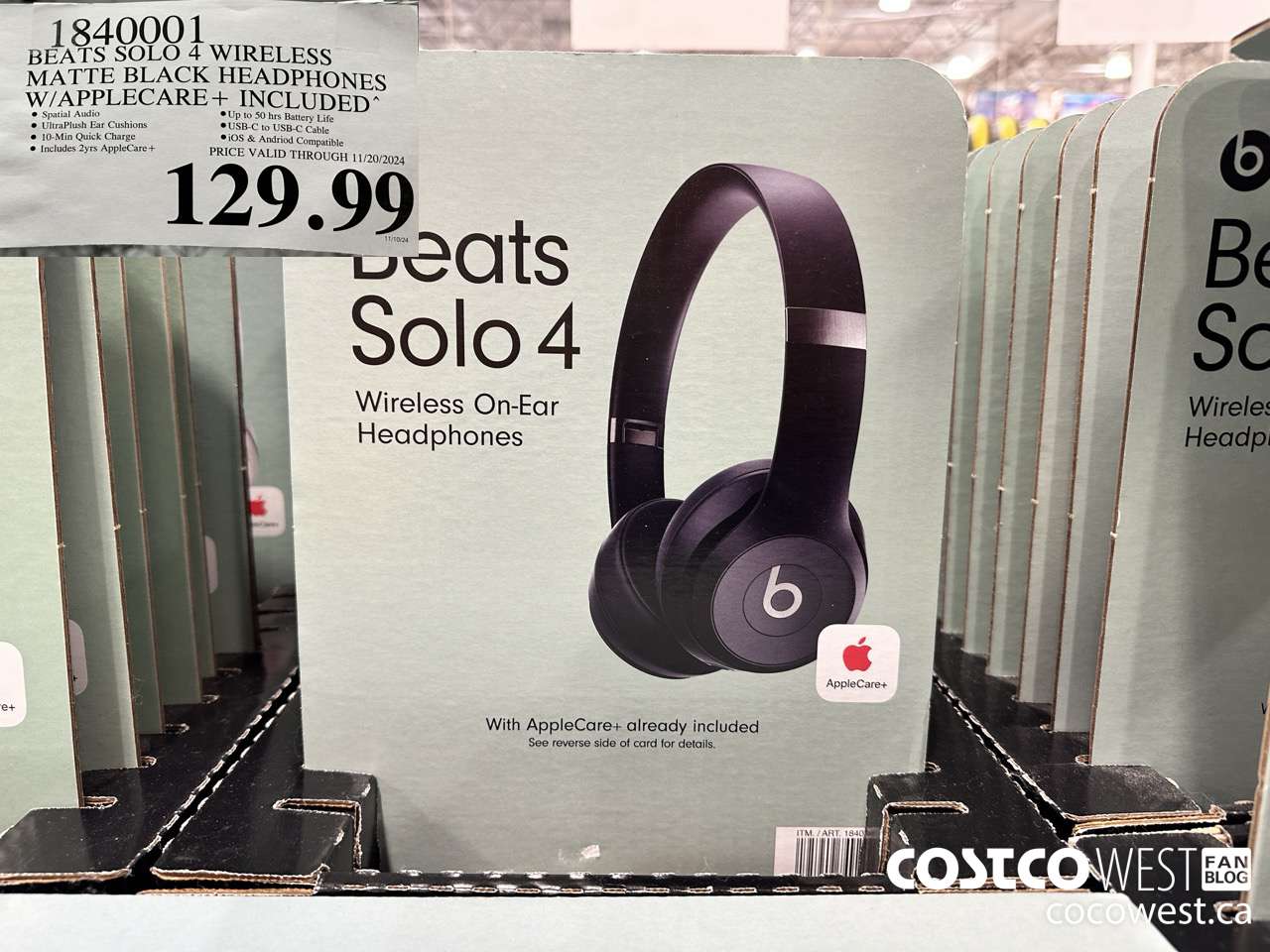 1840001 BEATS SOLO 4 WIRELESS MATTE BLACK HEADPHONES W/APPLECARE+ INCLUDED $129.99