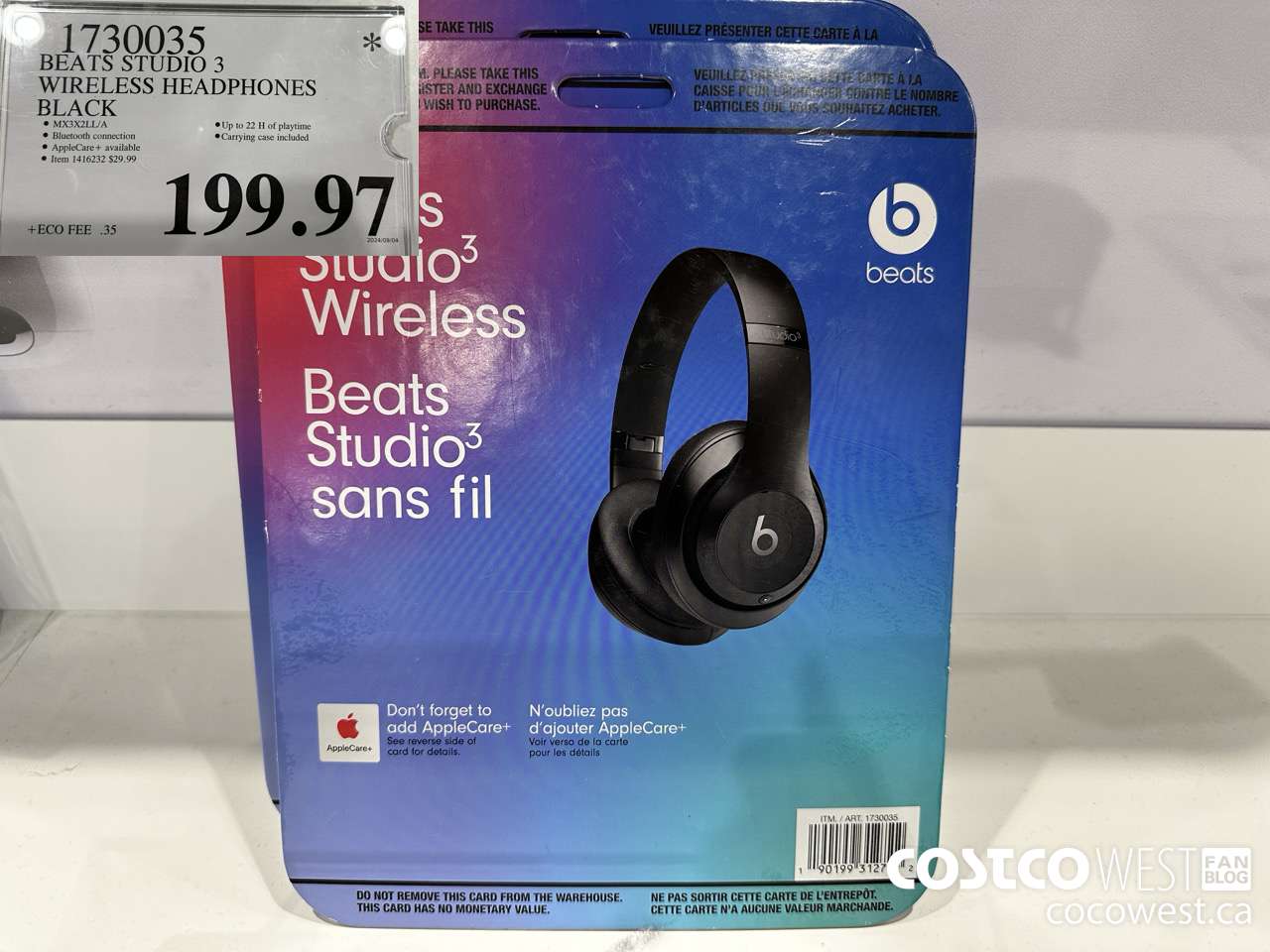 1730035 BEATS STUDIO 3 WIRELESS HEADPHONES BLACK $199.97
