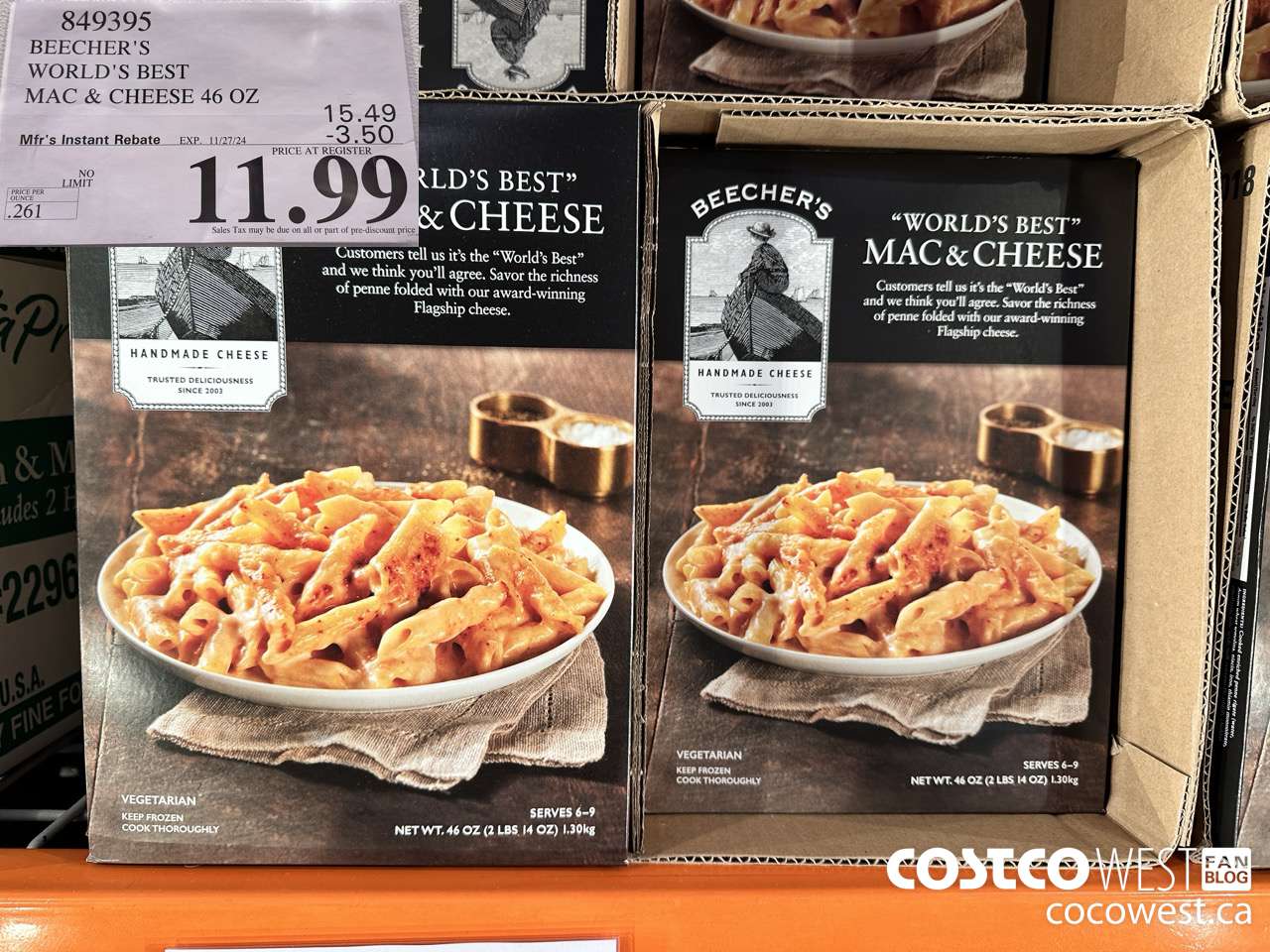 849395 BEECHER'S WORLD'S BEST MAC & CHEESE 46 OZ ($3.50 INSTANT SAVINGS EXPIRES ON 2024-11-27) $11.99