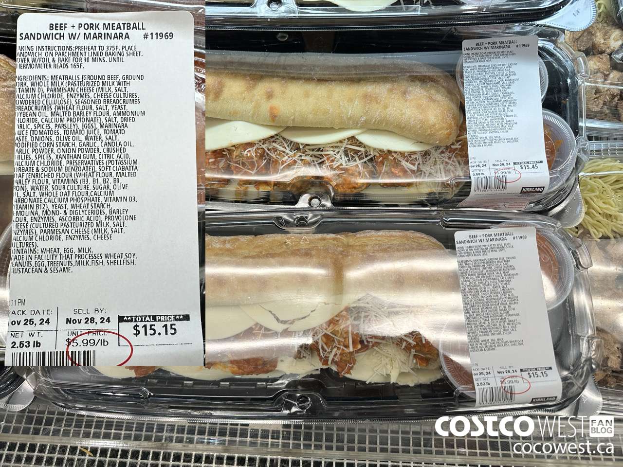 11969 BEEF + PORK MEATBALL SANDWICH W/ MARINARA PER LB $5.99