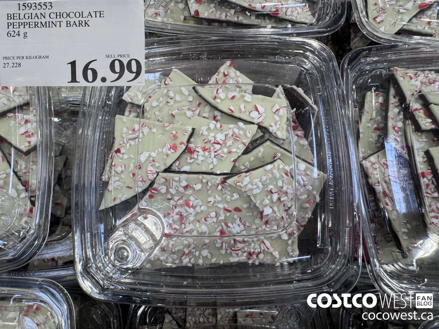 1593553 BELGIAN CHOCOLATE PEPPERMINT BARK 624 g $16.99
