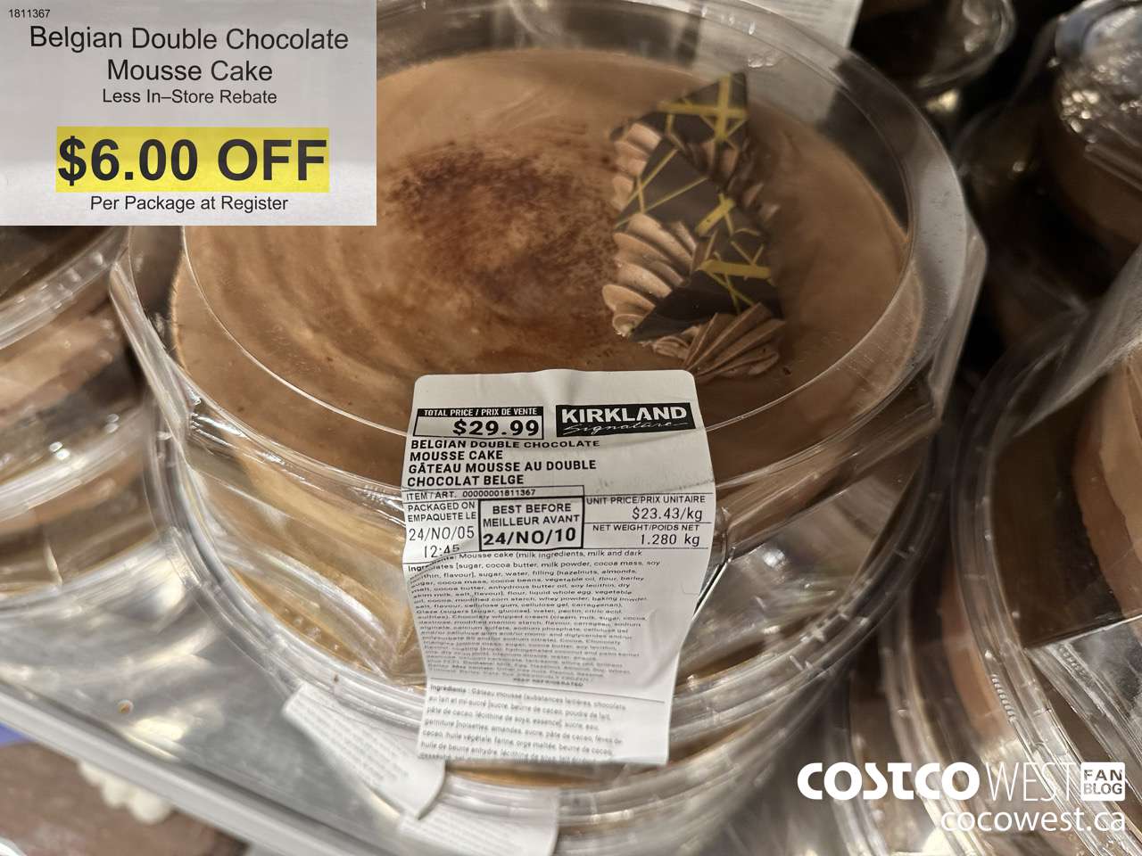 1811367 BELGIAN DOUBLE CHOCOLATE MOUSSE CAKE ($6.00 INSTANT SAVINGS)
