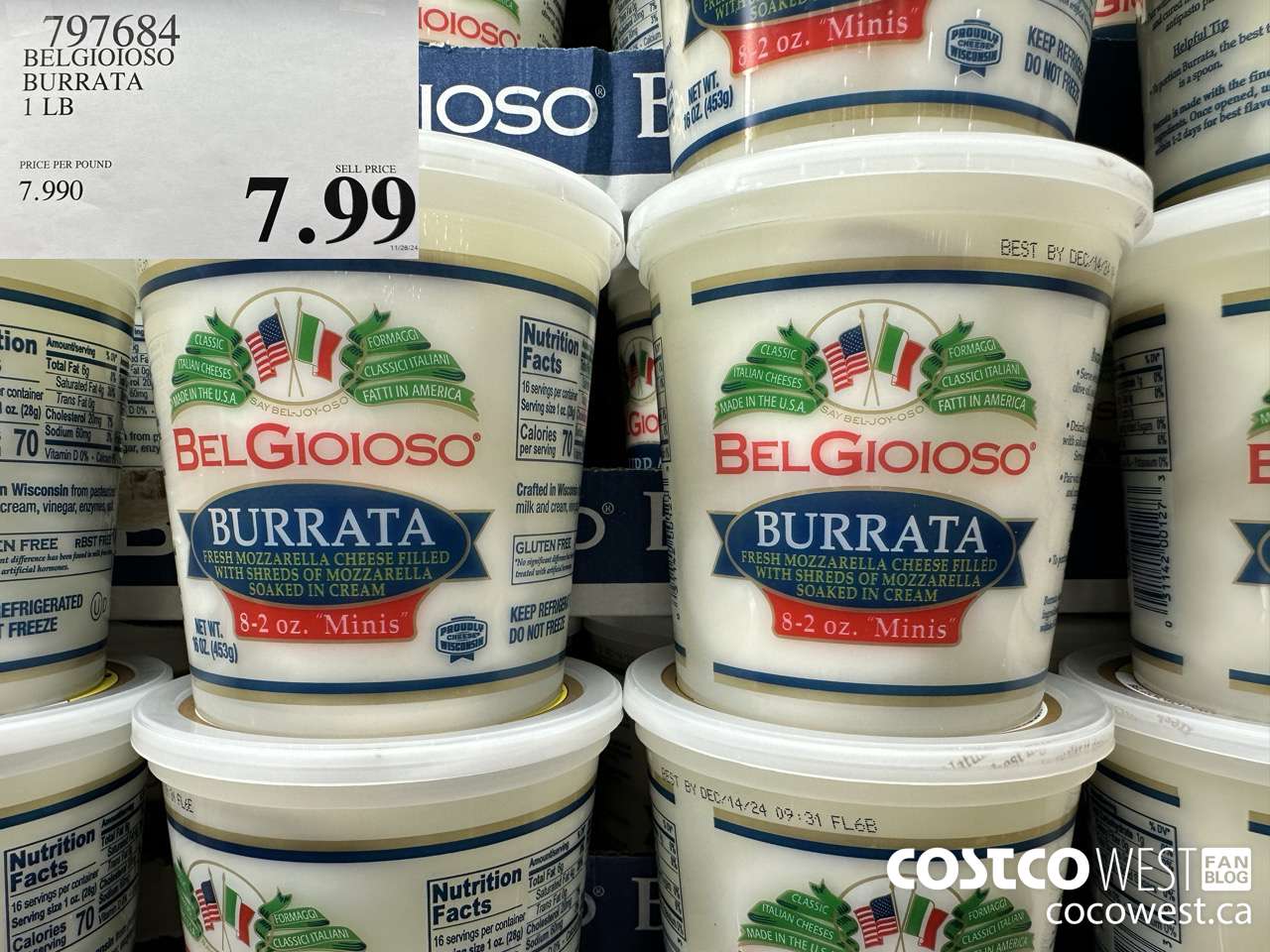 797684 BELGIOIOSO BURRATA 1 LB $7.99