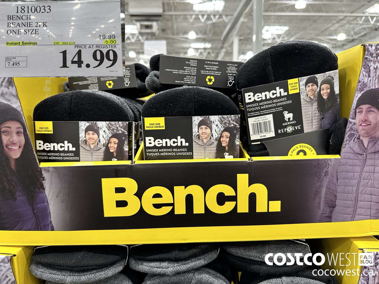 1810033 BENCH BEANIE 2PK ONE SIZE ($5.00 INSTANT SAVINGS EXPIRES ON 2024-12-01) $14.99