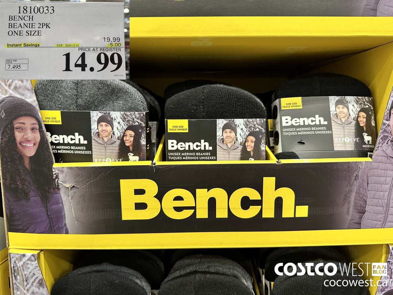 1810033 BENCH BEANIE 2PK ONE SIZE ($5.00 INSTANT SAVINGS EXPIRES ON 2024-12-01) $14.99