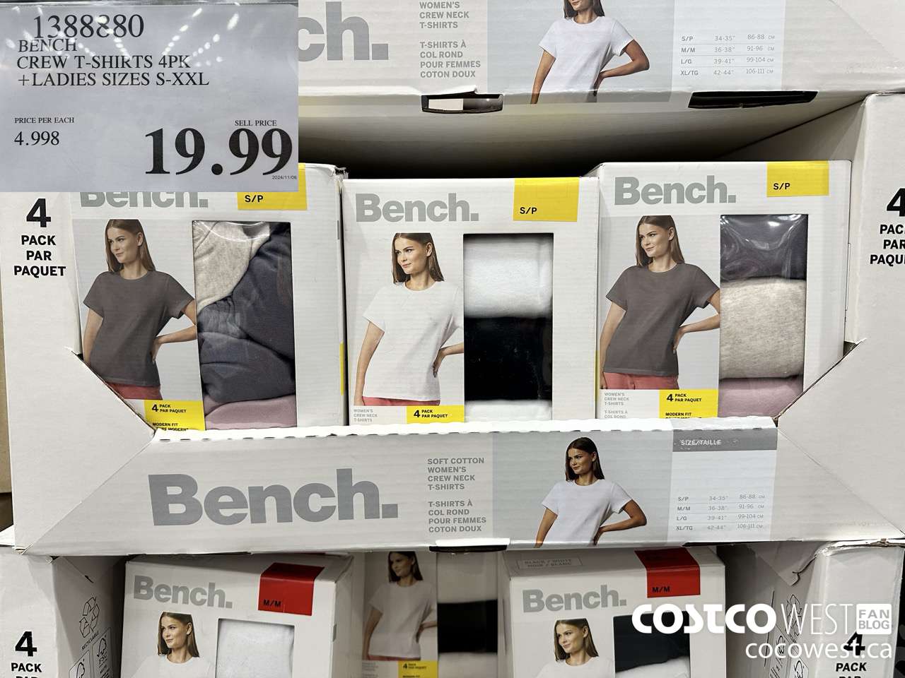 1388880 BENCH CREW TSHIRT 4PK LADIES SIZE S-XL $19.99