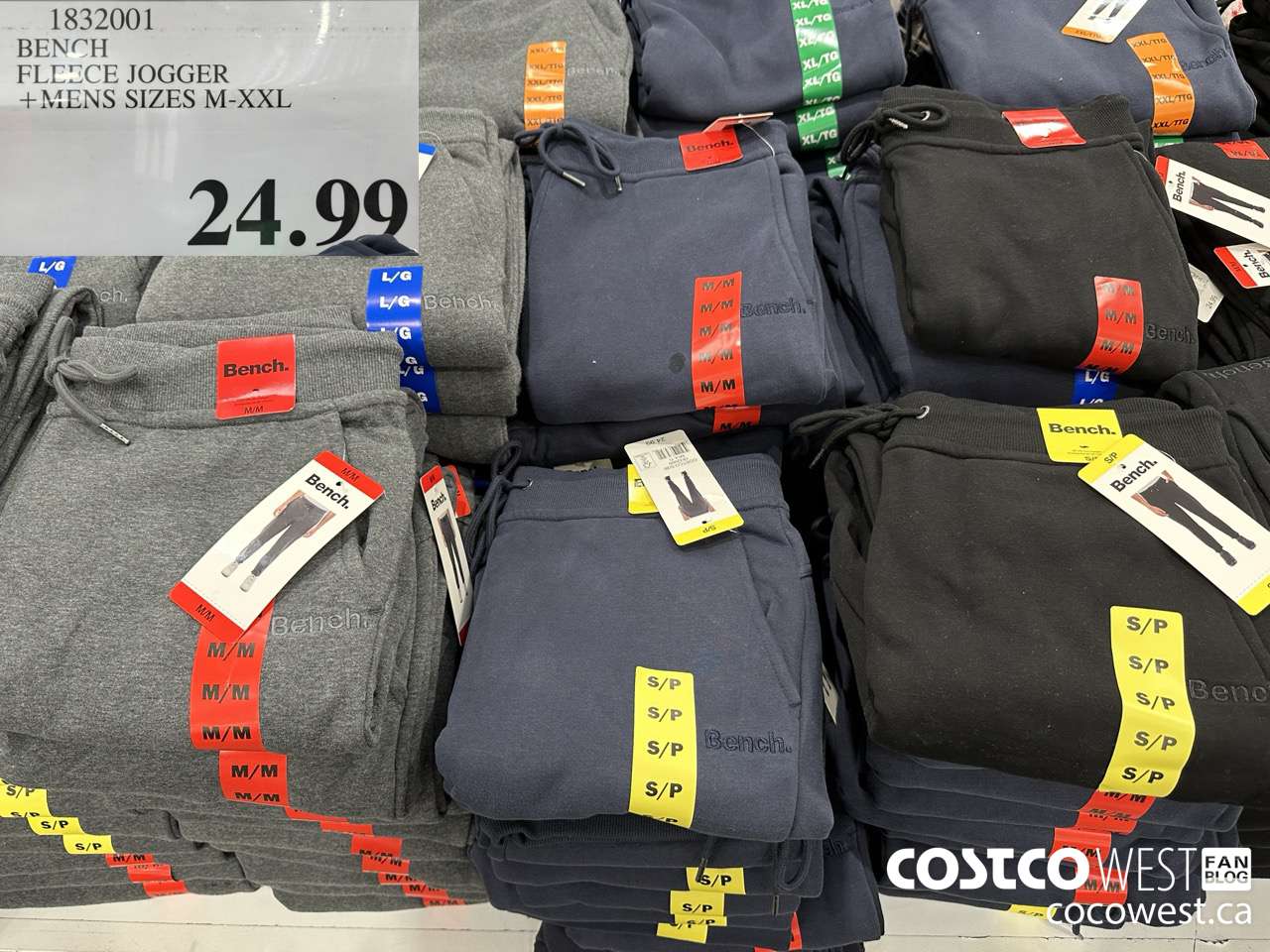 1832001 BENCH FLEECE JOGGER MENS SIZES M-XXL $24.99