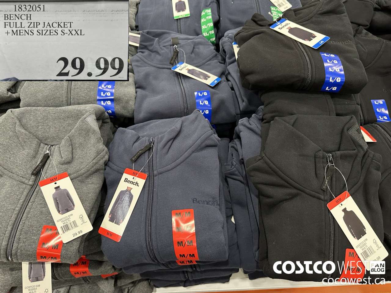 1832051 BENCH FULL ZIP JACKET MENS SIZES S-XXL $29.99