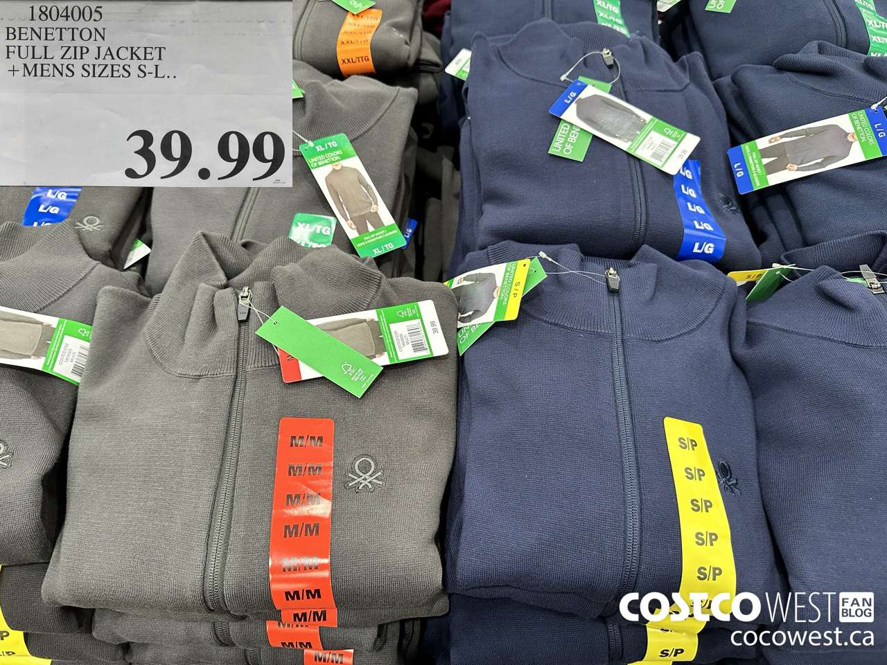 1804005 BENETTON FULL ZIP JACKET MENS SIZES S-L $39.99