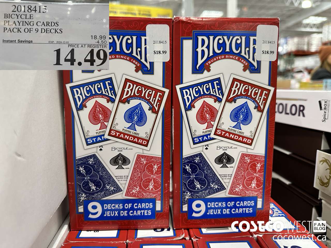 2018415 BICYCLE PLAYING CARDS PACK OF 9 DECKS ($4.50 INSTANT SAVINGS EXPIRES ON 2024-12-01) $14.49