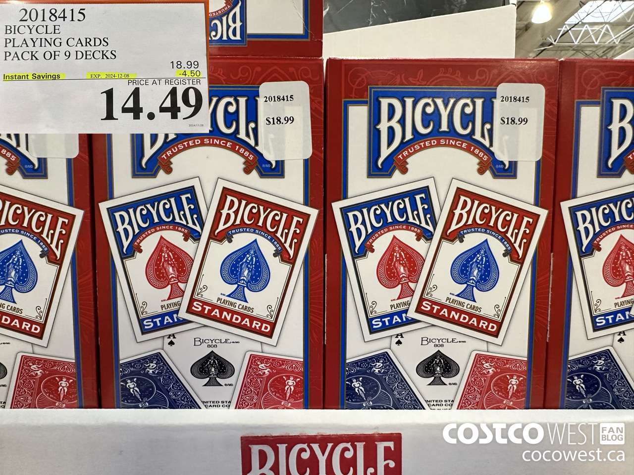 2018415 BICYCLE PLAYING CARDS PACK OF 9 DECKS ($4.50 INSTANT SAVINGS EXPIRES ON 2024-12-08) $14.49