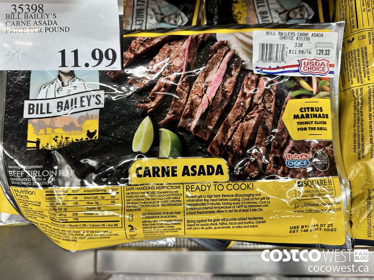 35398 BILL BAILEY'S CARNE ASADA PRICE PER POUND $11.99