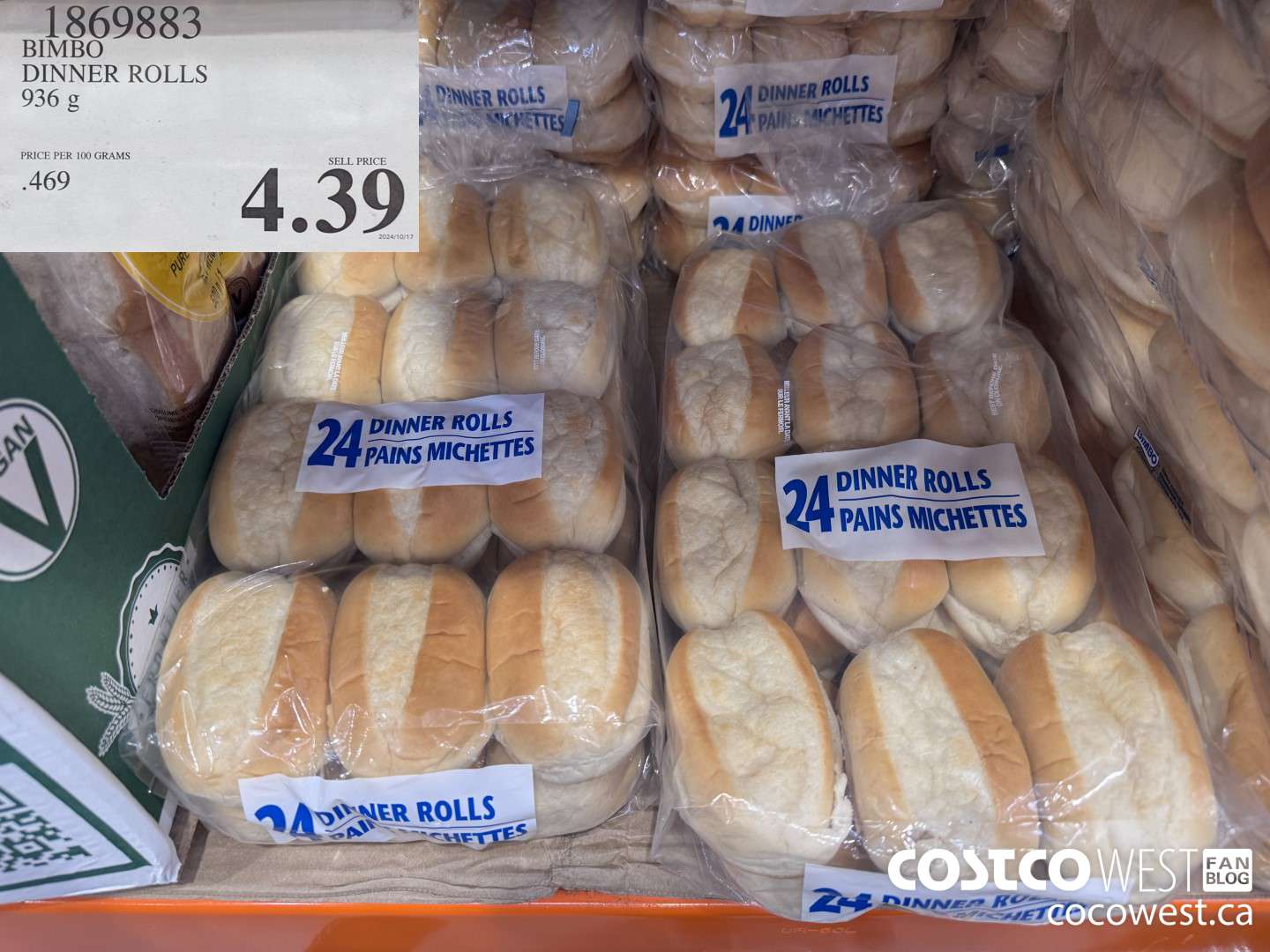 1869883 BIMBO DINNER ROLLS 936G $4.39