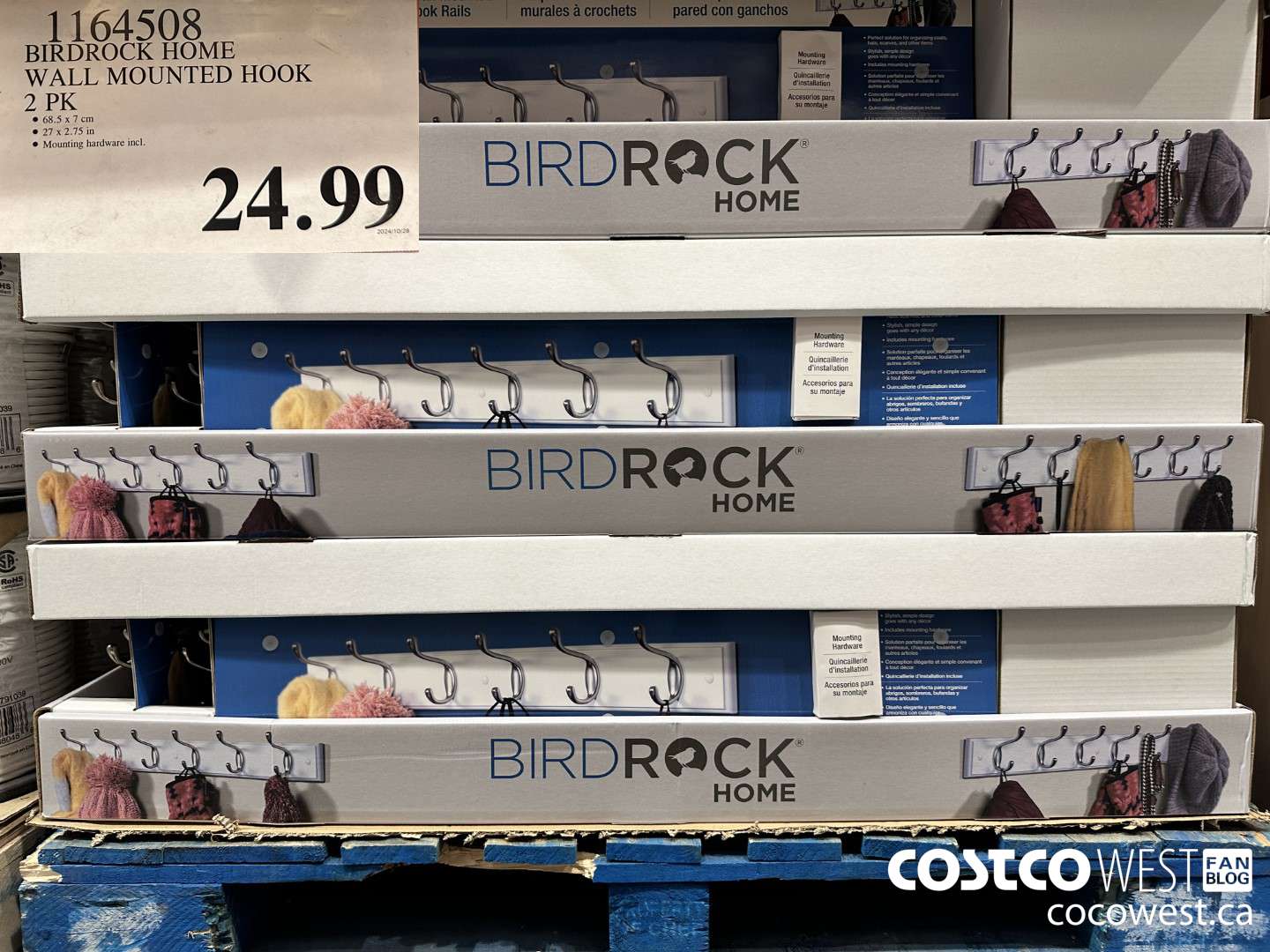 1164508 BIRDROCK HOME WALL MOUNTED HOOK 2PK $24.99