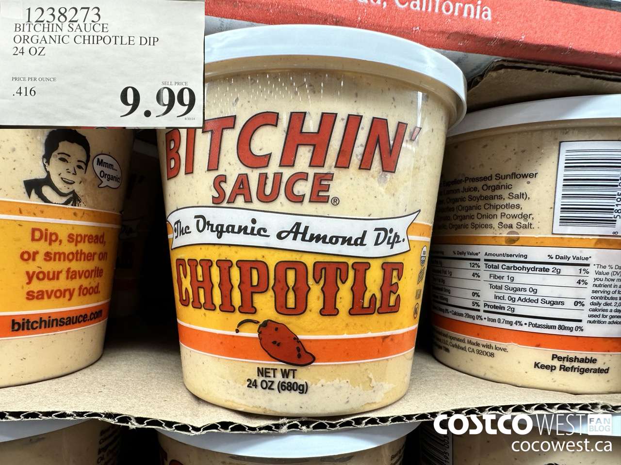 1238273 BITCHIN SAUCE ORGANIC CHIPOTLE DIP 24 OZ  $9.99