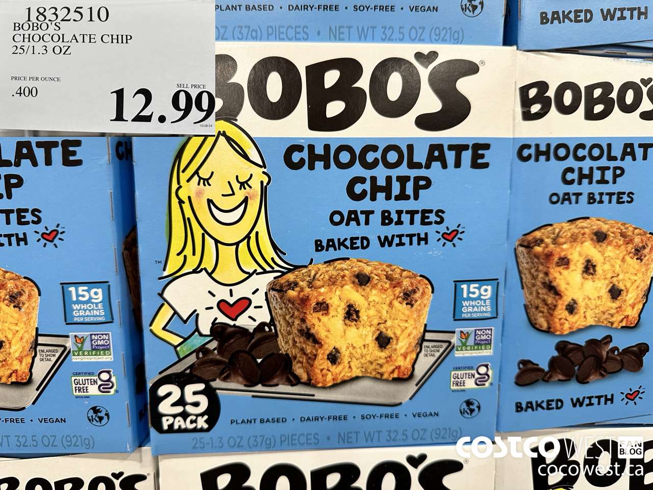 1832510 BOBO'S CHOCOLATE CHIP 25/1.3 OZ $12.99