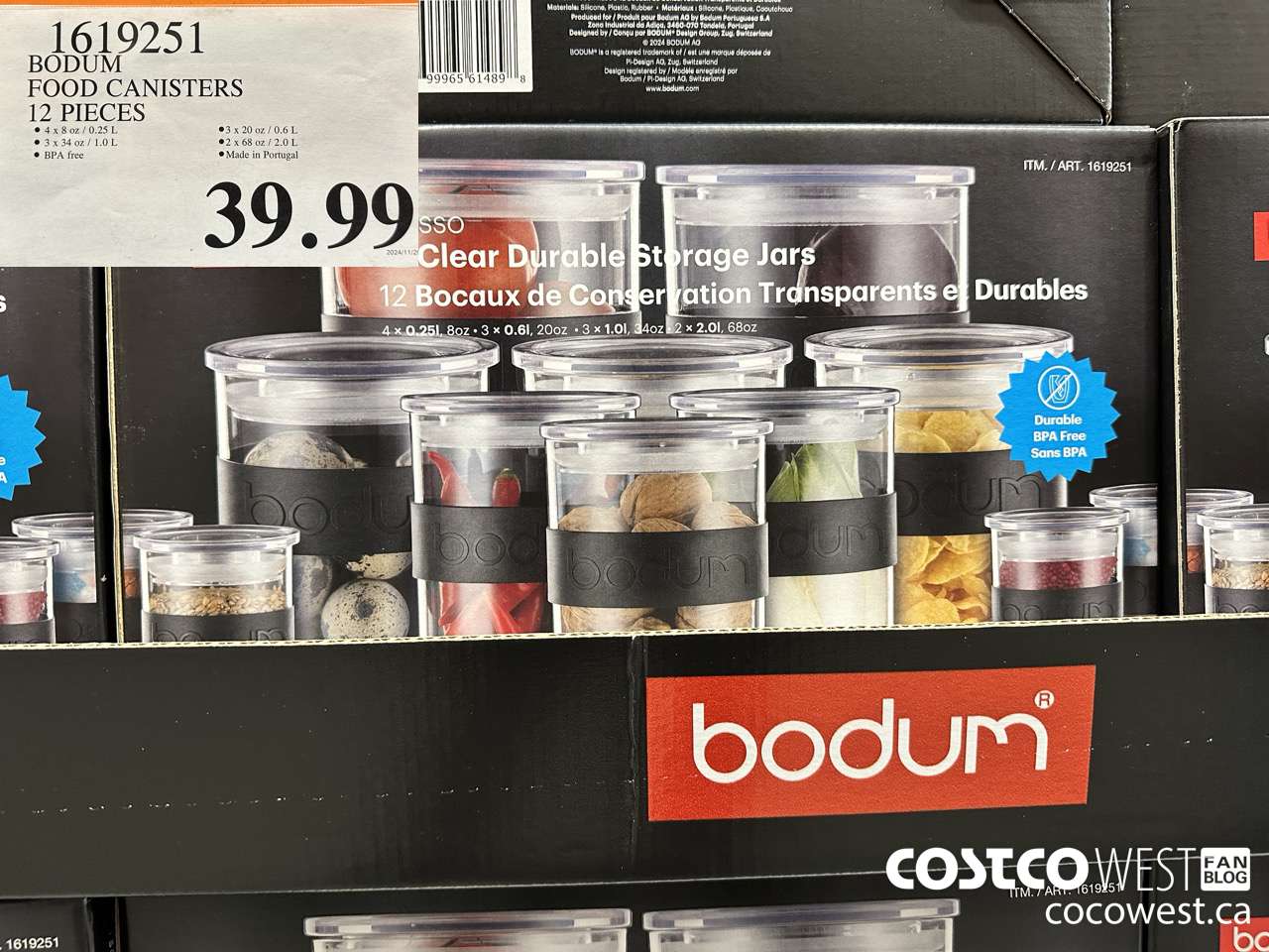 1619251 BODUM FOOD CANISTERS 12 PIECES $39.99