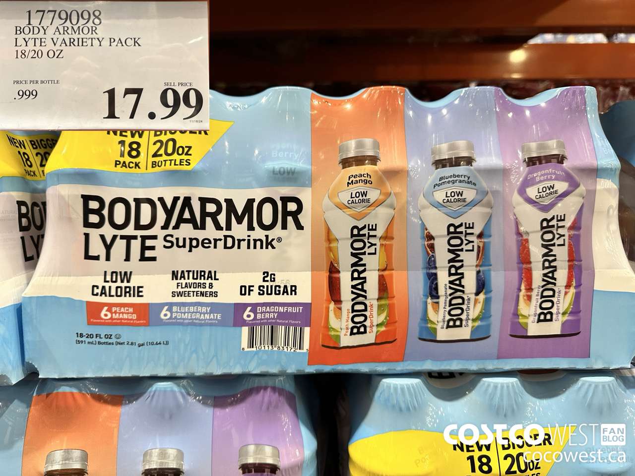 1779098 BODY ARMOR LYTE VARIETY PACK 18/20 OZ $17.99