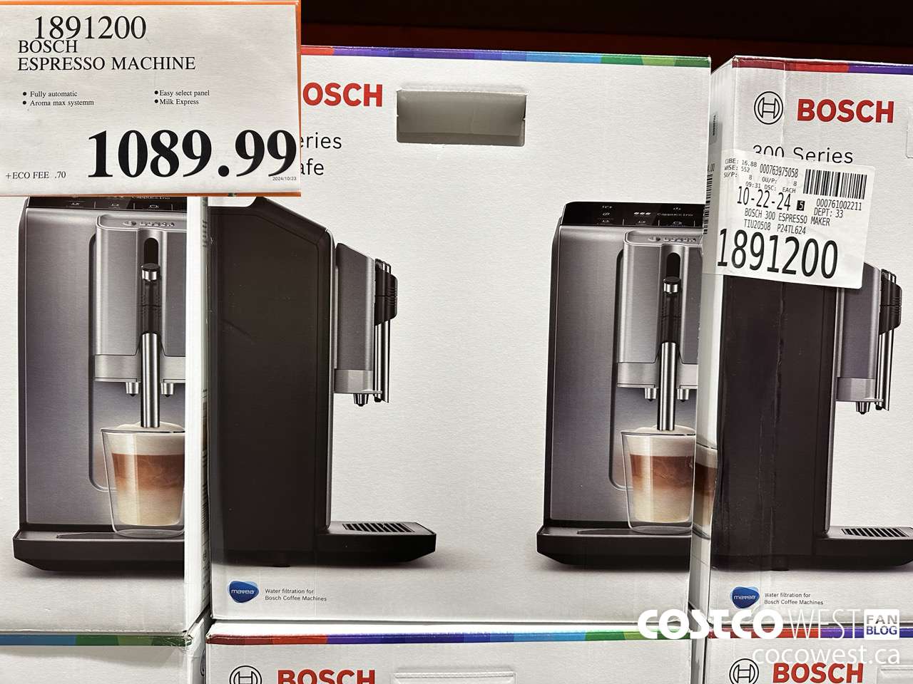 1891200 BOSCH ESPRESSO MACHINE $1089.99