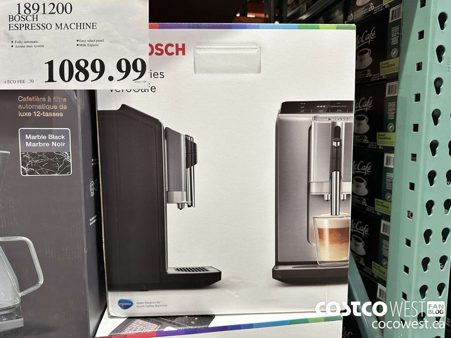 1891200 BOSCH ESPRESSO MACHINE $1089.99