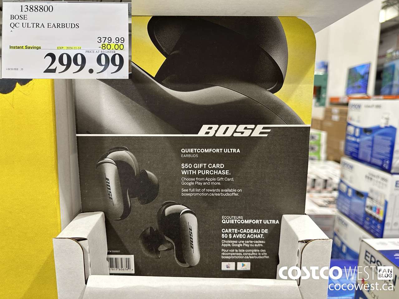 1388800 BOSE QC ULTRA EARBUDS ($80.00 INSTANT SAVINGS EXPIRES ON 2024-11-14) $299.99