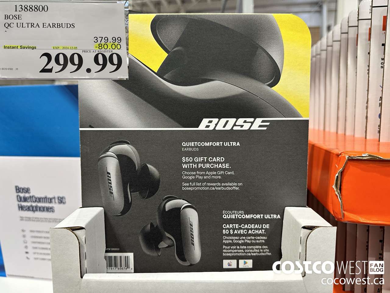 1388800 BOSE QC ULTRA EARBUDS ($80.00 INSTANT SAVINGS EXPIRES ON 2024-12-05) $299.99