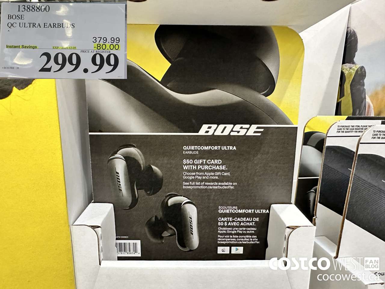 1388800 BOSE QC ULTRA EARBUDS ($80.00 INSTANT SAVINGS EXPIRES ON 2024-12-05) $299.99
