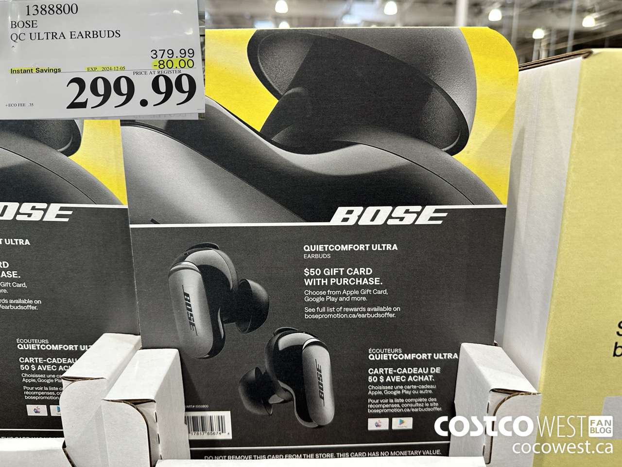 1388800 BOSE QC ULTRA EARBUDS ($80.00 INSTANT SAVINGS EXPIRES ON 2024-12-05) $299.99