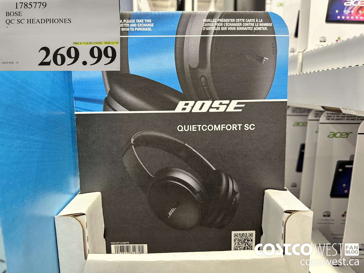 1785779 BOSE QUIET COMFORT OVER-THE-EAR WIRELESS HEADPHONES (EXPIRES ON 2024-11-14) $269.99