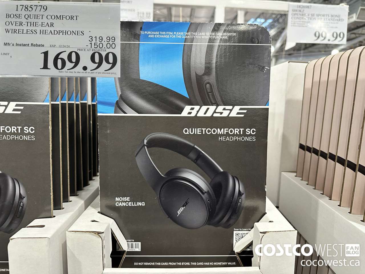 1785779 BOSE QUIET COMFORT OVER-THE-EAR WIRELESS HEADPHONES ($150.00 INSTANT SAVINGS EXPIRES ON 2024-12-24) $169.99