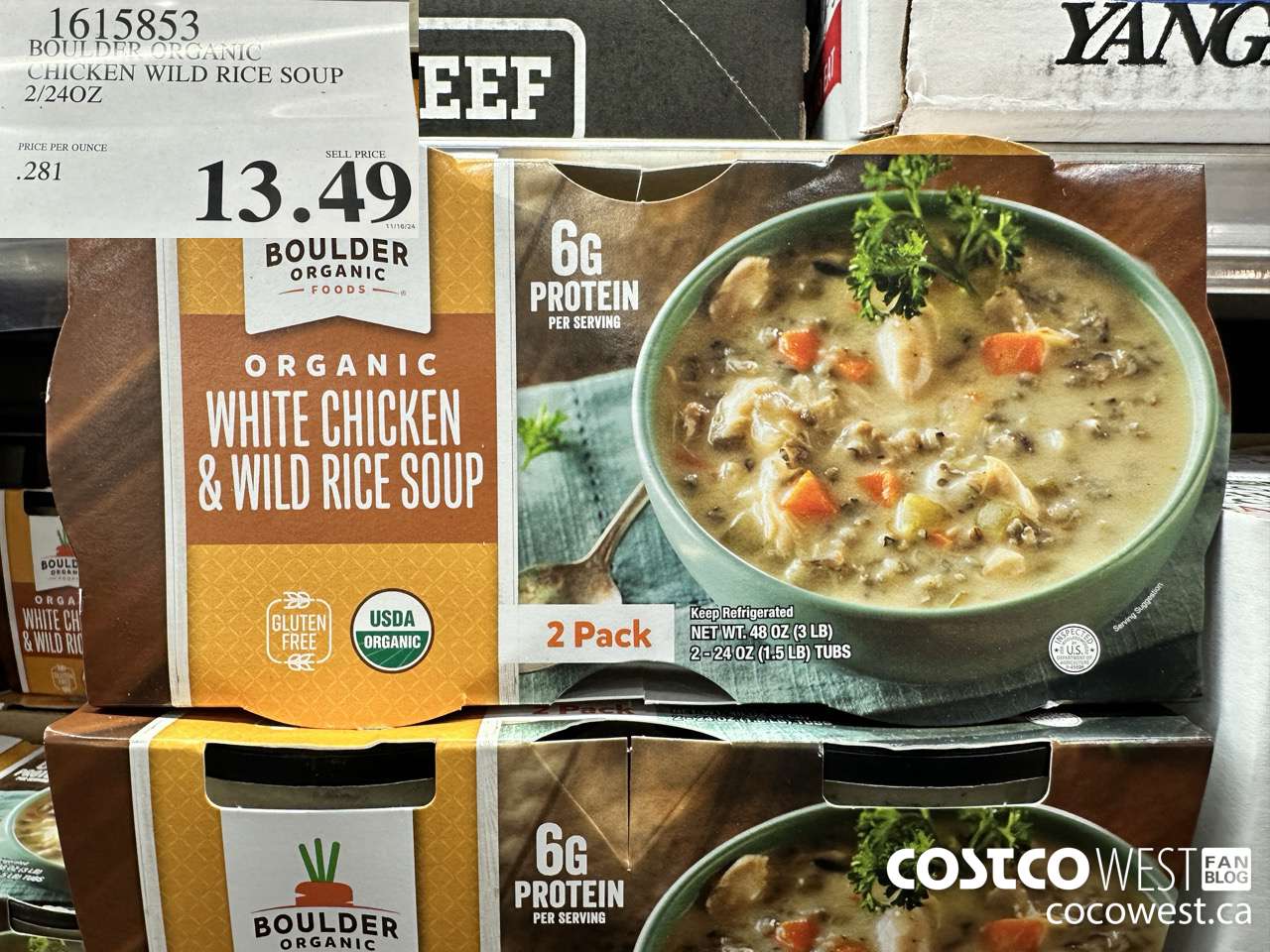 1615853 BOULDER ORGANIC CHICKEN WILD RICE SOUP 2/24 OZ $13.49
