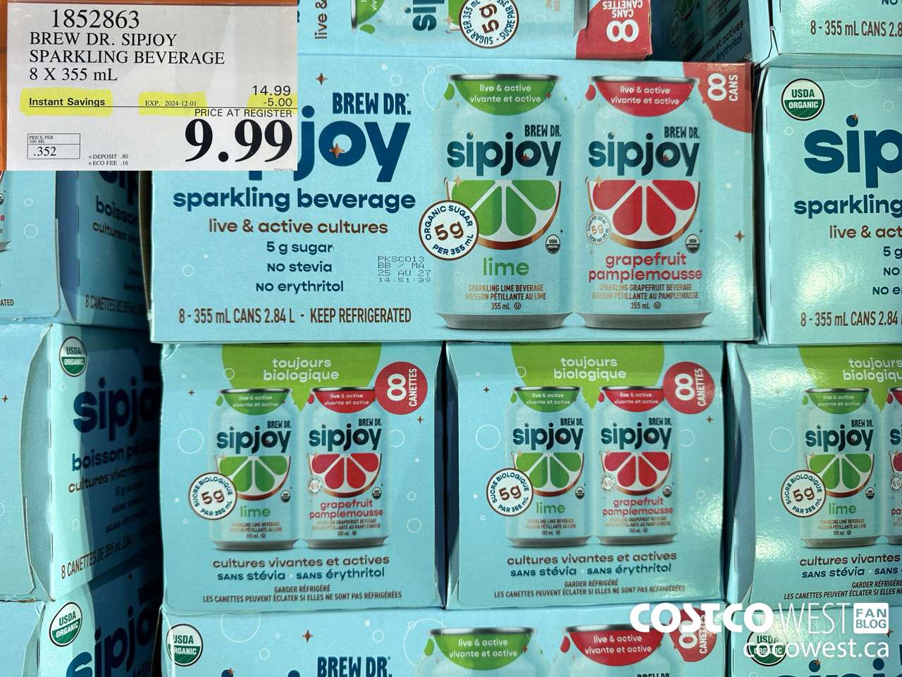 1852863 BREW DR. SIPJOY SPARKLING BEVERAGE 8 X 355ML ($5.00 INSTANT SAVINGS EXPIRES ON 2024-12-01) $9.99