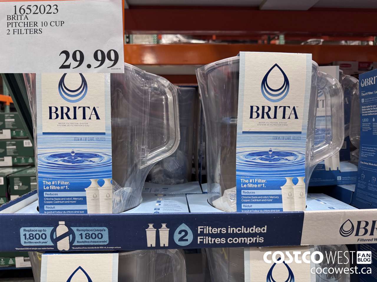 1652023 BRITA PITCHER 10 CUP 2 FILTERS $29.99