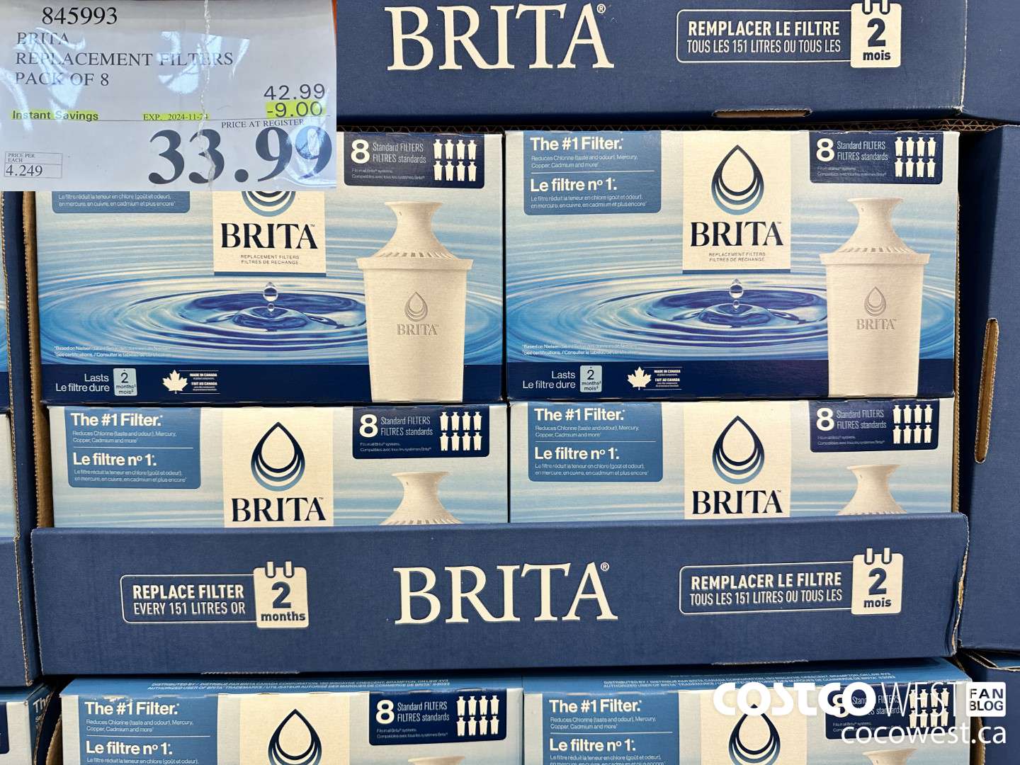 845993 BRITA REPLACEMENT FILTERS PACK OF 8 ($9.00 INSTANT SAVINGS EXPIRES ON 2024-11-24) $33.99