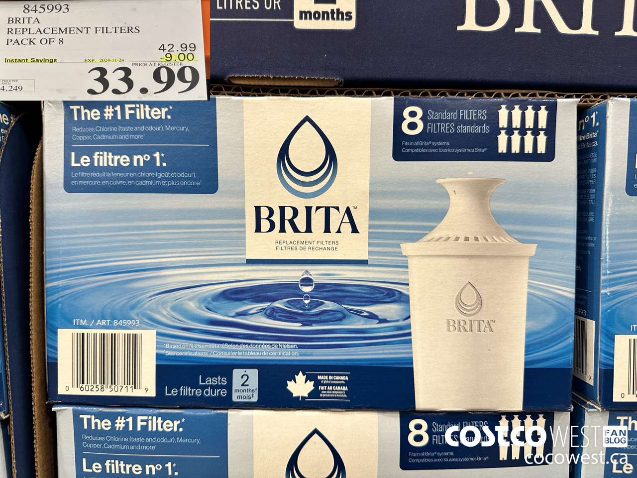 845993 BRITA REPLACEMENT FILTERS PACK OF 8 ($9.00 INSTANT SAVINGS EXPIRES ON 2024-11-24) $33.99