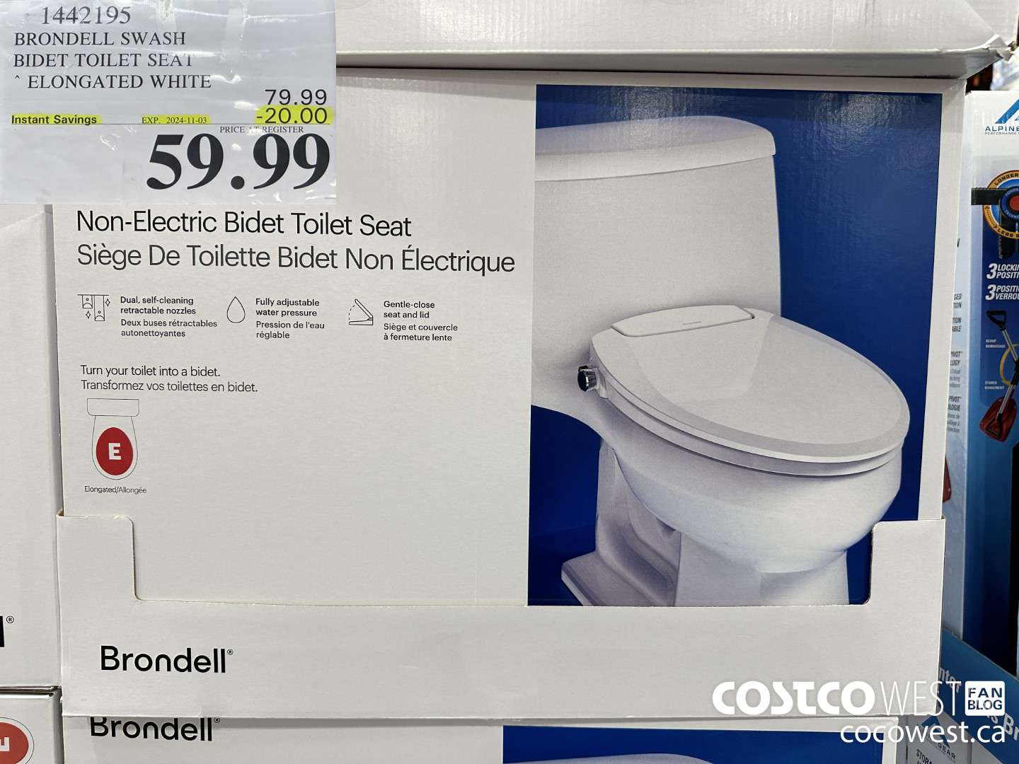 1442195 BRONDELL SWASH BIDET TOILET SEAT ELONGATED WHITE ($20.00 INSTANT SAVINGS EXPIRES ON 2024-11-03) $59.99