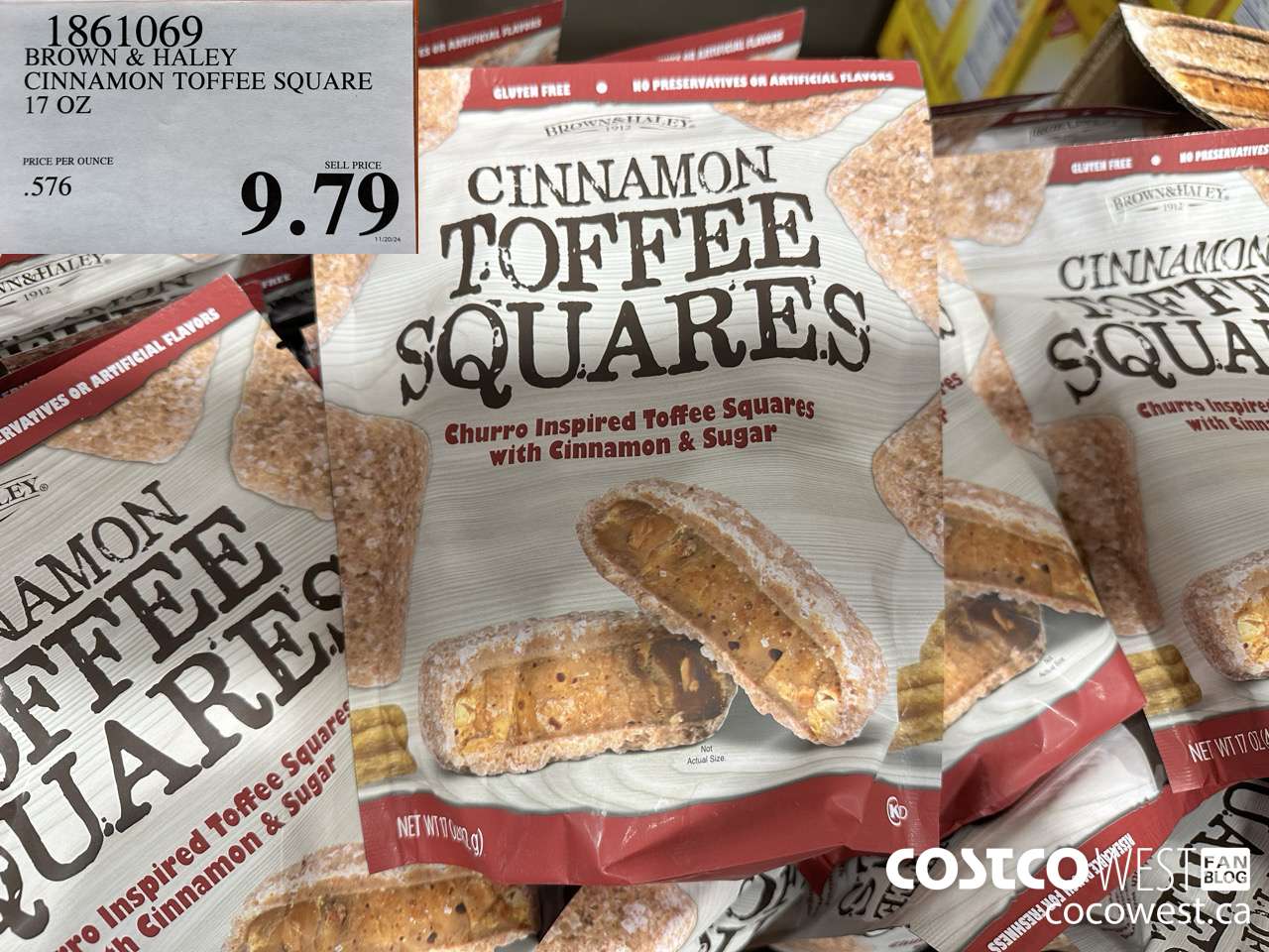 1861069 BROWN & HALEY CINNAMON TOFFEE SQUARE 17 OZ $9.79