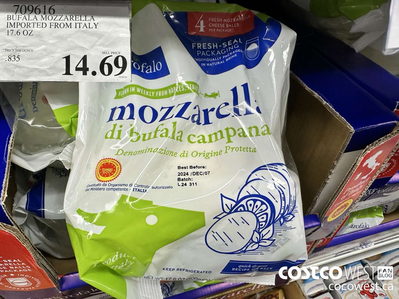 709616 BUFALA MOZZARELLA IMPORTED FROM ITALY 17.6 OZ $14.69