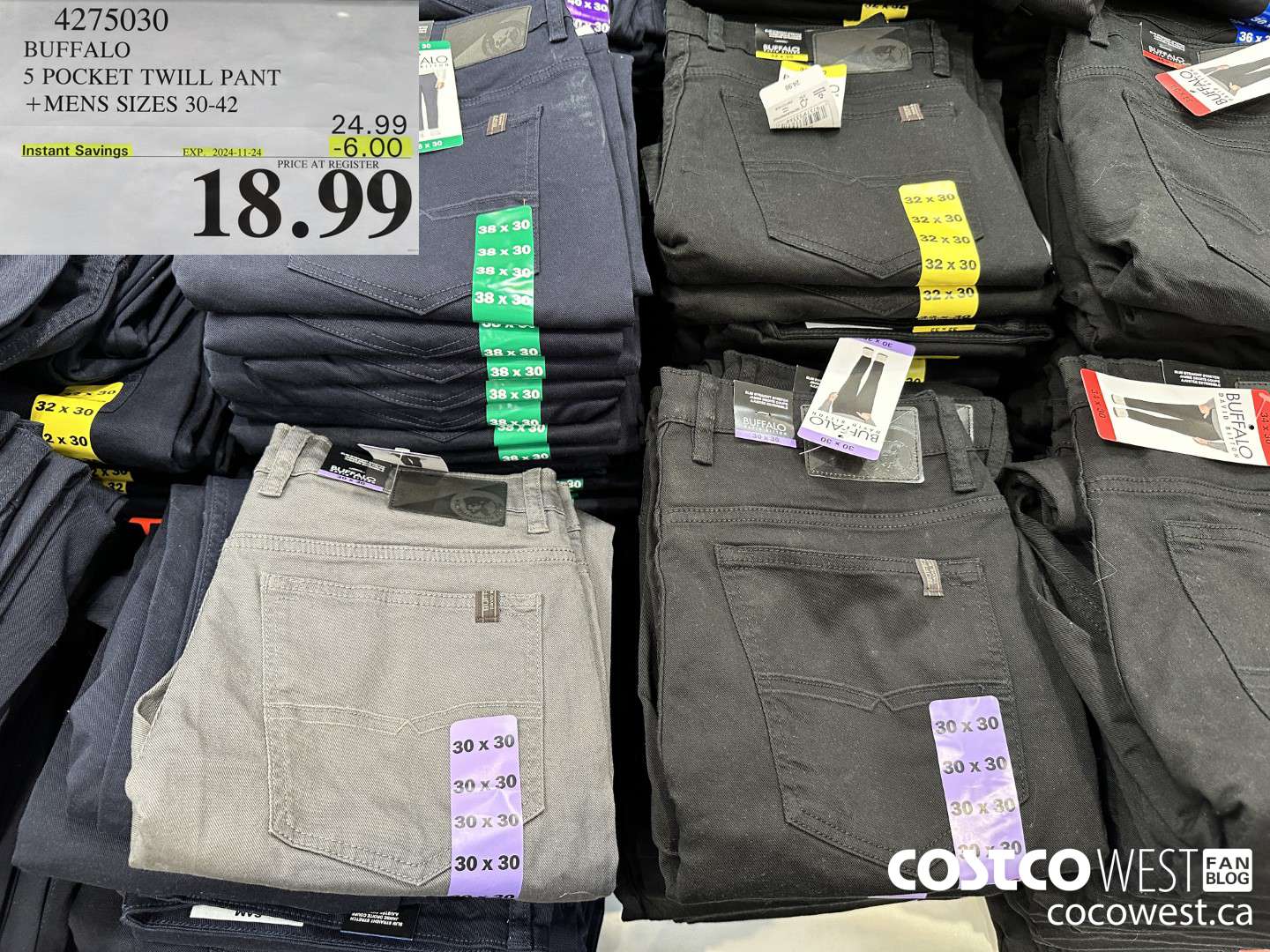 4275030 BUFFALO 5 POCKET TWILL PANT MENS SIZES 30-40 ($6.00 INSTANT SAVINGS EXPIRES ON 2024-11-24) $18.99