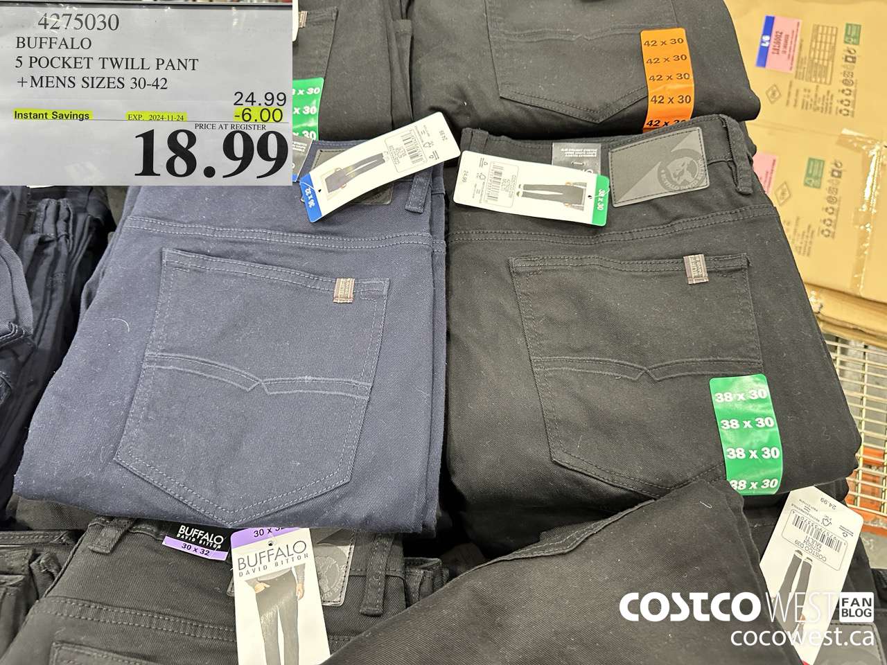 4275030 BUFFALO 5 POCKET TWILL PANT MENS SIZES 30-42 ($6.00 INSTANT SAVINGS EXPIRES ON 2024-11-24) $18.99