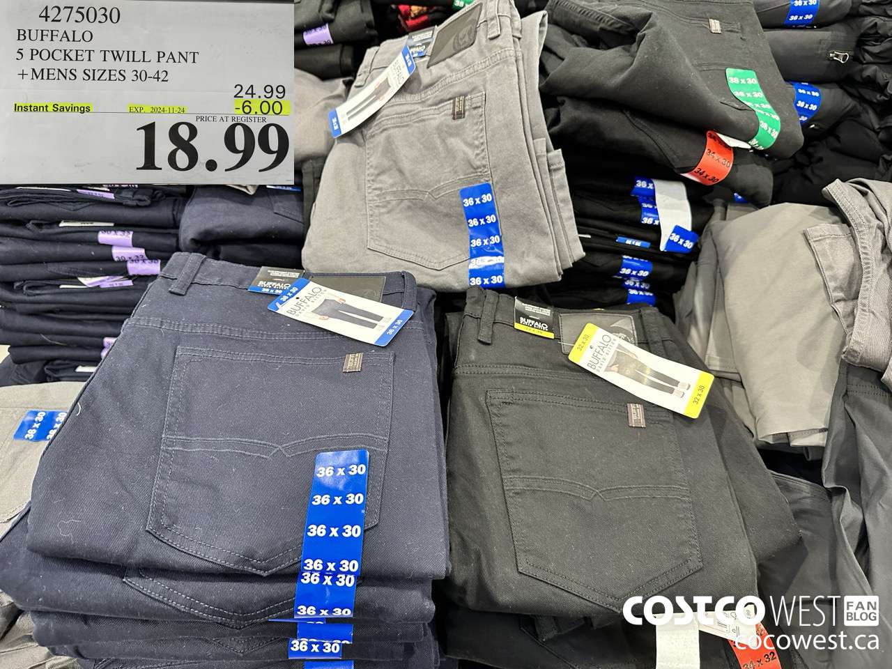 4275030 BUFFALO 5 POCKET TWILL PANT MENS SIZES 30-42 ($6.00 INSTANT SAVINGS EXPIRES ON 2024-11-24) $18.99